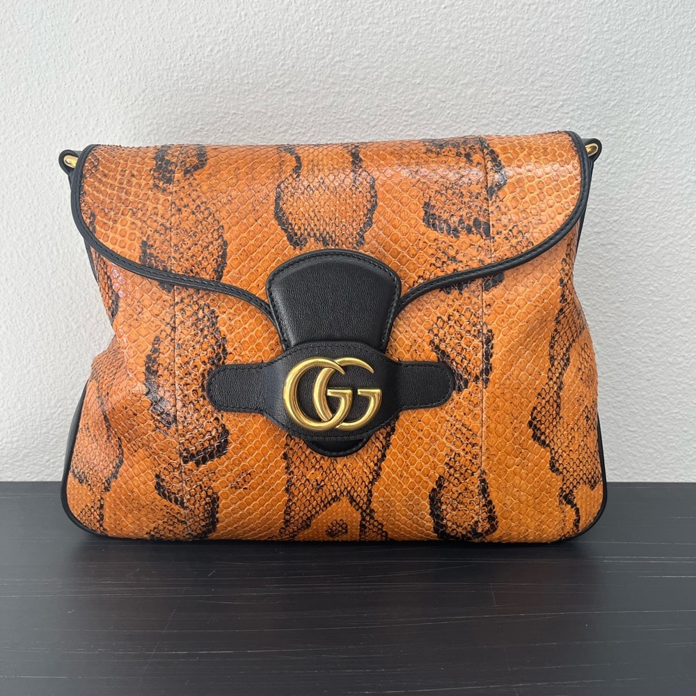 New Rare- GUCCI (Exotic Python Skin) Gold/Black
